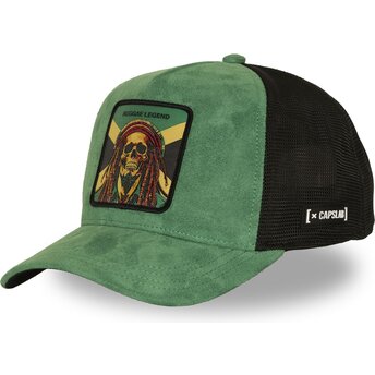 Cappello curvo verde snapback Reggae Legend STA1 REG Bob Marley Famous di Capslab