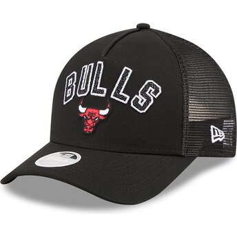 Cappello curvo nero snapback 9FORTY M-Crown A Frame Pomp dei Chicago Bulls NBA di New Era