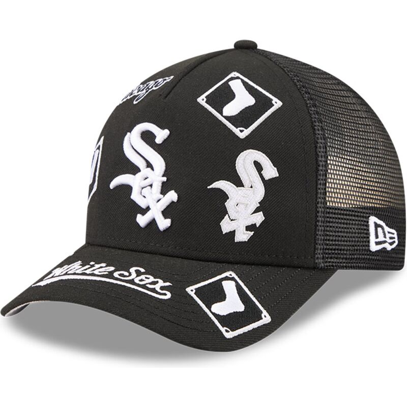 cappello-curvo-nero-snapback-9forty-m-crown-a-frame-all-over-dei-chicago-white-sox-mlb-di-new-era