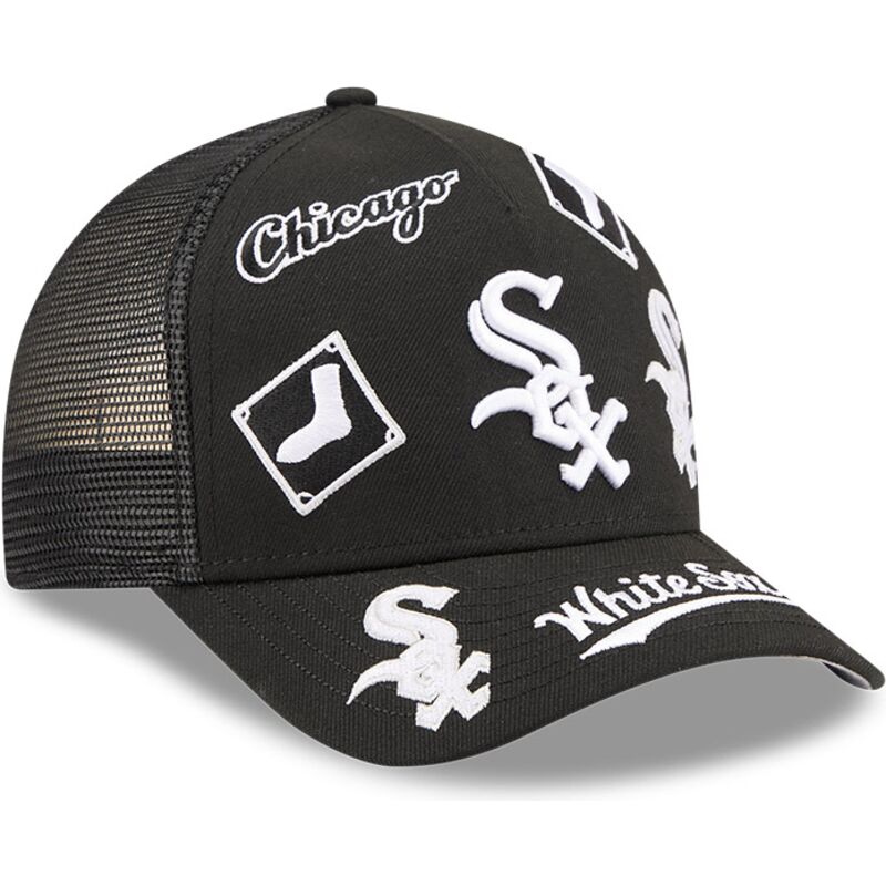 cappello-curvo-nero-snapback-9forty-m-crown-a-frame-all-over-dei-chicago-white-sox-mlb-di-new-era