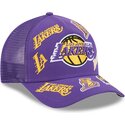 cappello-curvo-viola-snapback-9forty-m-crown-a-frame-all-over-dei-los-angeles-lakers-nba-di-new-era