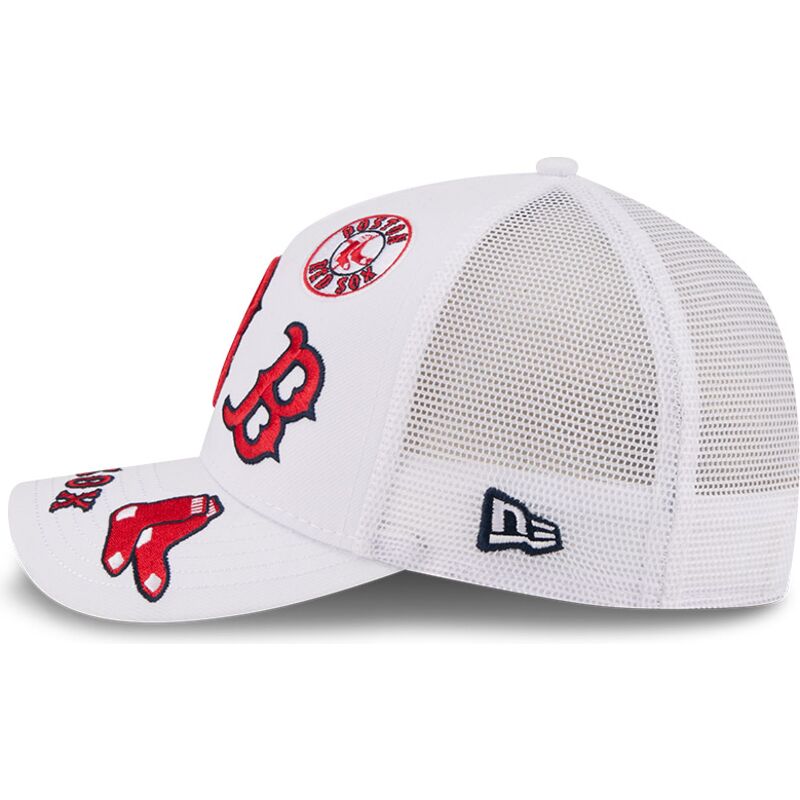 cappello-curvo-bianco-snapback-9forty-m-crown-a-frame-all-over-dei-boston-red-sox-mlb-di-new-era