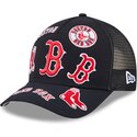 cappello-curvo-blu-marino-snapback-9forty-m-crown-a-frame-all-over-dei-boston-red-sox-mlb-di-new-era