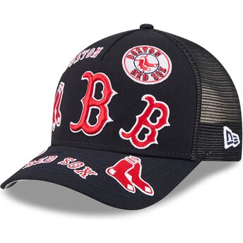 Cappello curvo blu marino snapback 9FORTY M-Crown A Frame All Over dei Boston Red Sox MLB di New Era