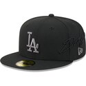 cappello-piatto-nero-aderente-59fifty-side-script-dei-los-angeles-dodgers-mlb-di-new-era