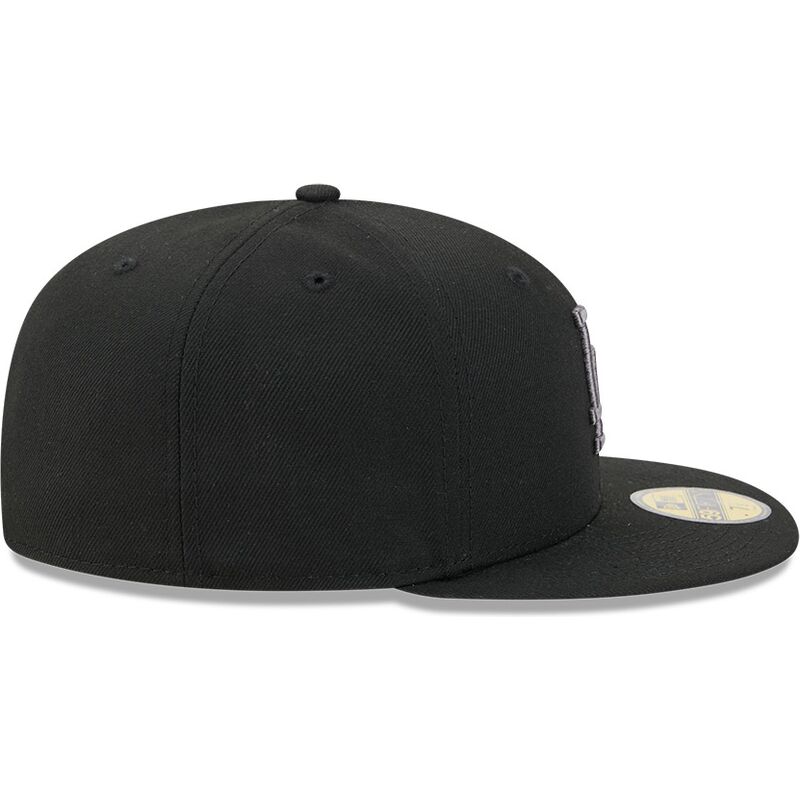 cappello-piatto-nero-aderente-59fifty-side-script-dei-los-angeles-dodgers-mlb-di-new-era