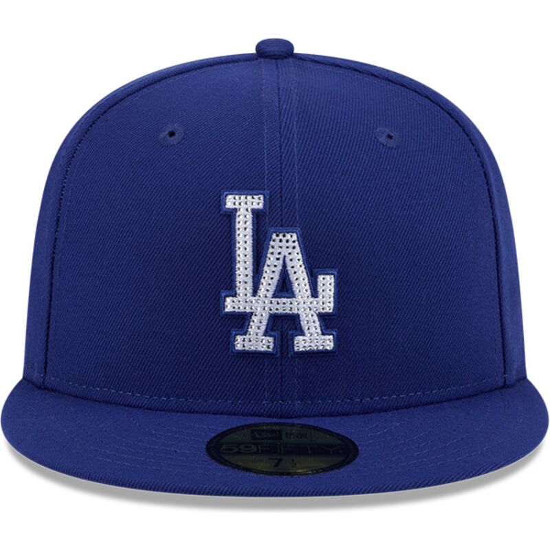 cappello-piatto-blu-aderente-59fifty-rhinstone-badge-dei-los-angeles-dodgers-mlb-di-new-era