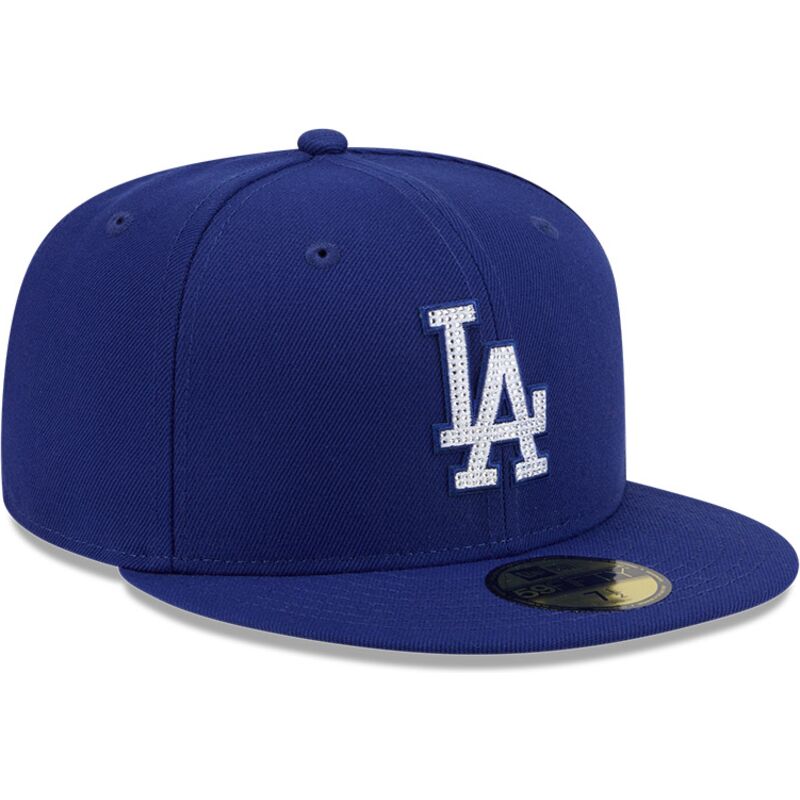 cappello-piatto-blu-aderente-59fifty-rhinstone-badge-dei-los-angeles-dodgers-mlb-di-new-era