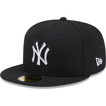 Cappello piatto nero aderente 59FIFTY Rhinestone Badge dei New York Yankees MLB di New Era