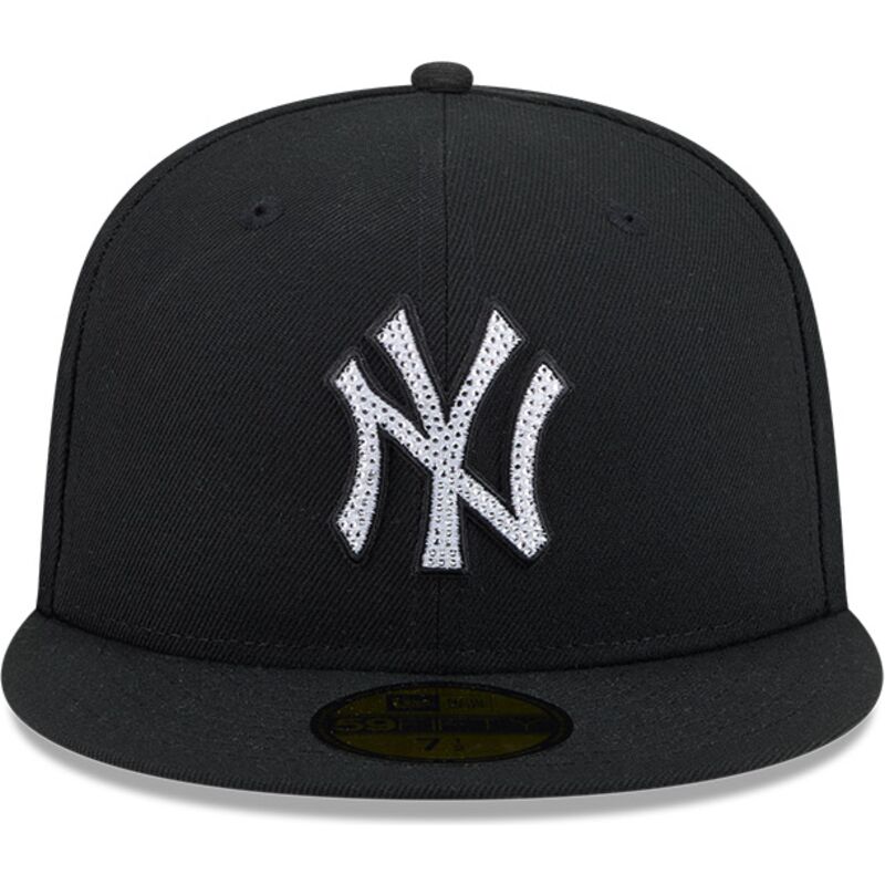 cappello-piatto-nero-aderente-59fifty-rhinestone-badge-dei-new-york-yankees-mlb-di-new-era
