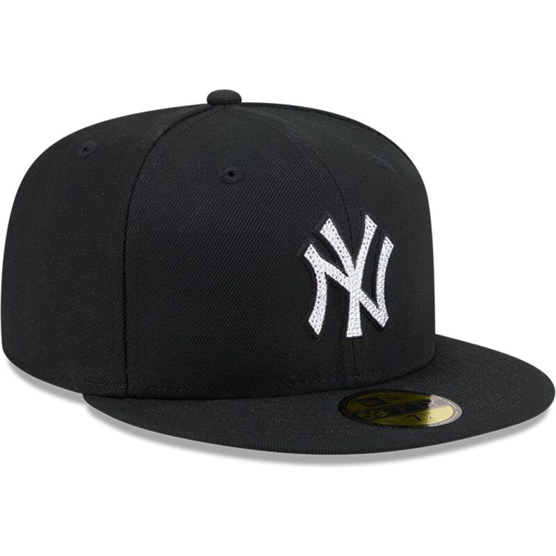cappello-piatto-nero-aderente-59fifty-rhinestone-badge-dei-new-york-yankees-mlb-di-new-era