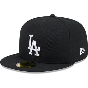 Cappello piatto nero aderente 59FIFTY Rhinestone dei Los Angeles Dodgers MLB di New Era