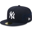 cappello-piatto-blu-marino-aderente-59fifty-side-script-dei-new-york-yankees-mlb-di-new-era