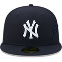 cappello-piatto-blu-marino-aderente-59fifty-side-script-dei-new-york-yankees-mlb-di-new-era