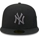 cappello-piatto-nero-aderente-59fifty-side-script-dei-new-york-yankees-mlb-di-new-era