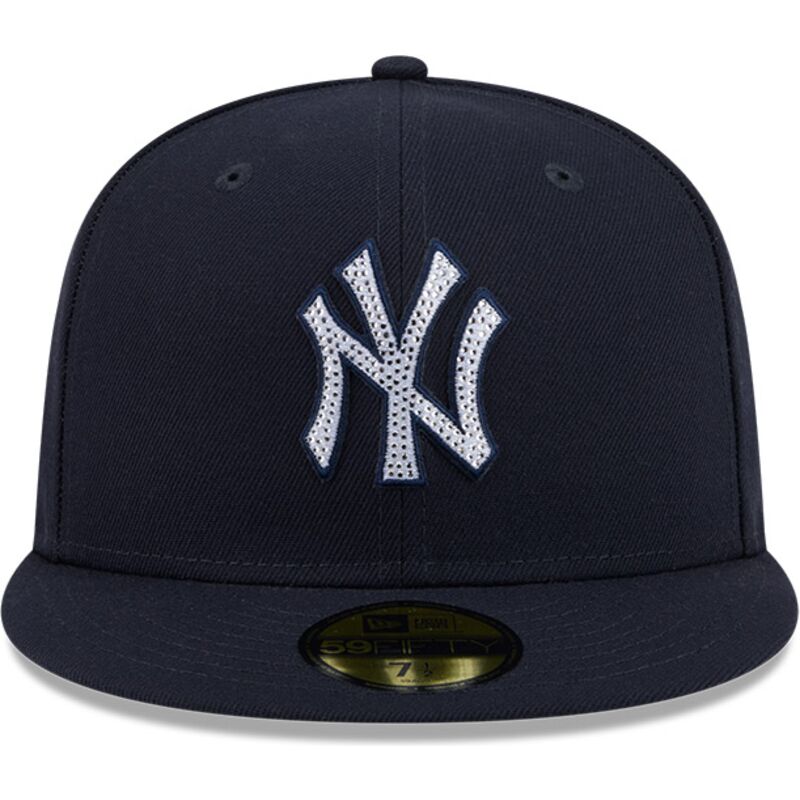 cappello-piatto-blu-marino-aderente-59fifty-rhinestone-badge-dei-new-york-yankees-mlb-di-new-era