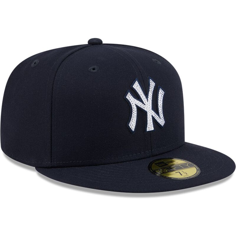 cappello-piatto-blu-marino-aderente-59fifty-rhinestone-badge-dei-new-york-yankees-mlb-di-new-era