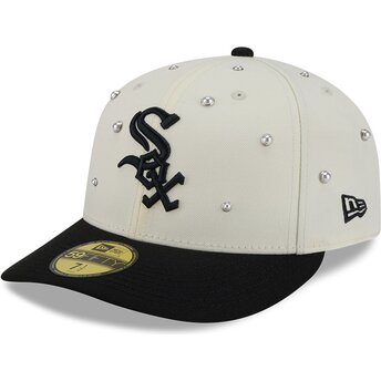 Cappello curvo beige aderente 59FIFTY Beads NA Lifestyle F1 dei Chicago White Sox MLB di New Era