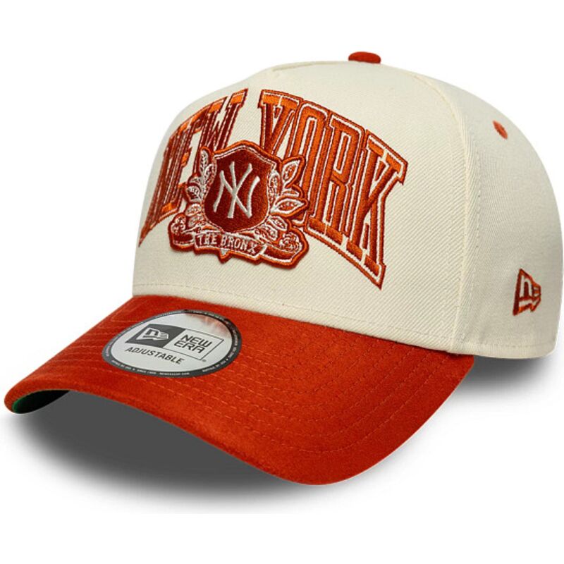 cappello-curvo-beige-snapback-e-frame-wordmark-suede-dei-new-york-yankees-mlb-di-new-era