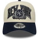 cappello-curvo-beige-snapback-e-frame-wordmark-suede-dei-new-york-yankees-mlb-di-new-era