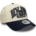 cappello-curvo-beige-snapback-e-frame-wordmark-suede-dei-new-york-yankees-mlb-di-new-era
