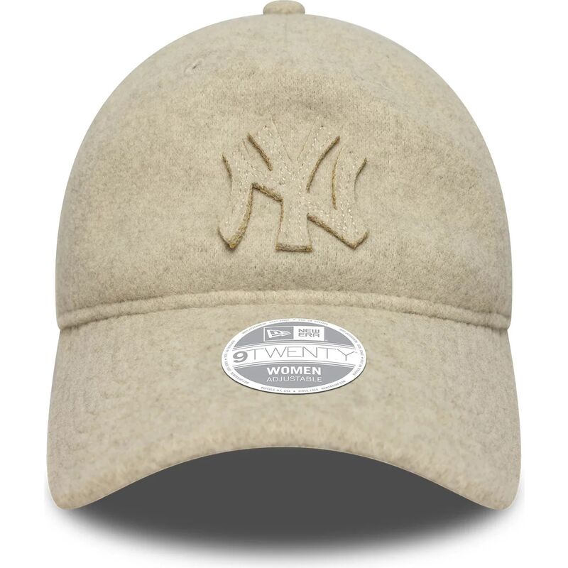 cappello-curvo-beige-cinghia-regolabile-9twenty-a-frame-melton-luxe-dei-new-york-yankees-mlb-di-new-era