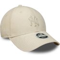 cappello-curvo-beige-cinghia-regolabile-9forty-cord-dei-new-york-yankees-mlb-di-new-era