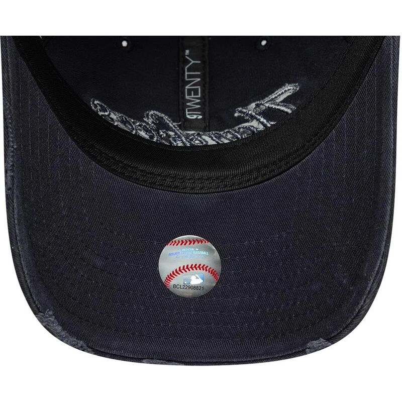 cappello-curvo-blu-marino-cinghia-regolabile-9twenty-distress-wordmark-dei-new-york-yankees-mlb-di-new-era