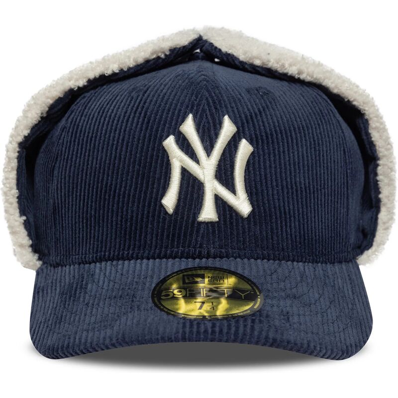 cappello-curvo-blu-marino-aderente-59fifty-cord-dog-ear-dei-new-york-yankees-mlb-di-new-era
