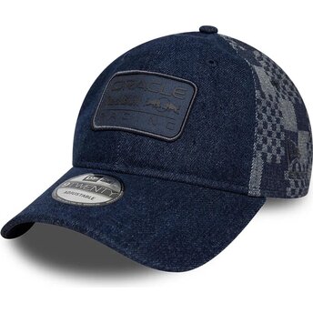 Cappello curvo blu marino cinghia regolabile 9TWENTY Patterned Denim dei Red Bull Racing Formula 1 di New Era