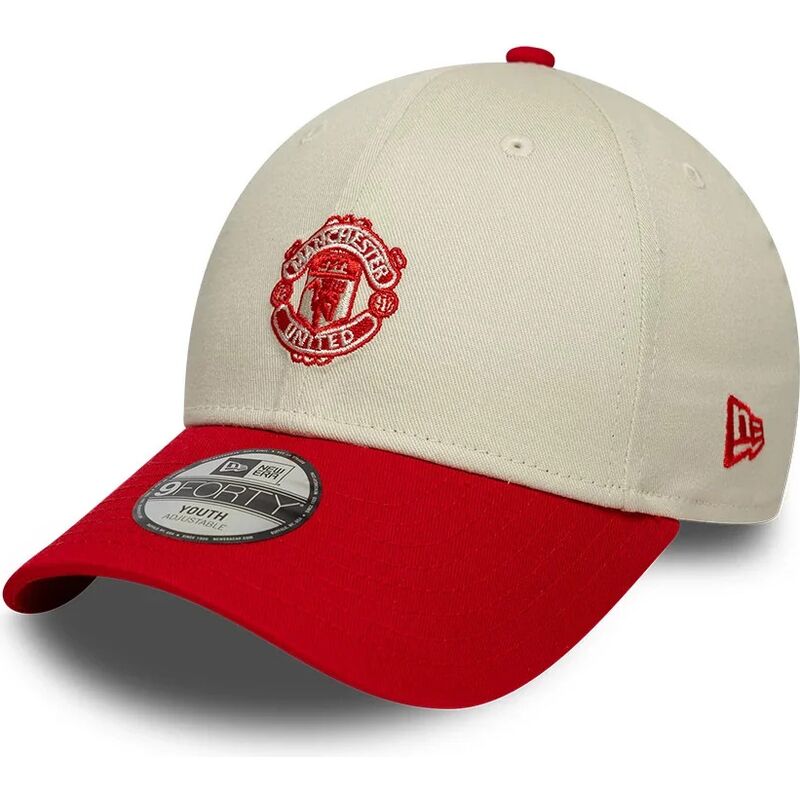 cappello-curvo-beige-cinghia-regolabile-per-bambino-9forty-contrast-dei-manchester-united-football-club-premier-league-di-new-er