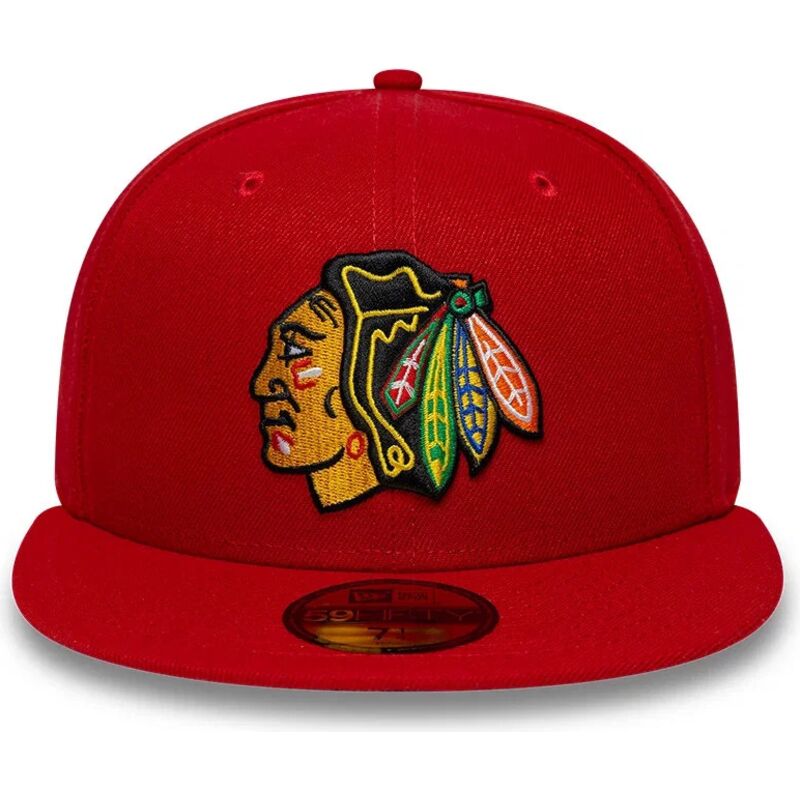 cappello-piatto-rosso-aderente-59fifty-basic-dei-chicago-blackhawks-nhl-di-new-era