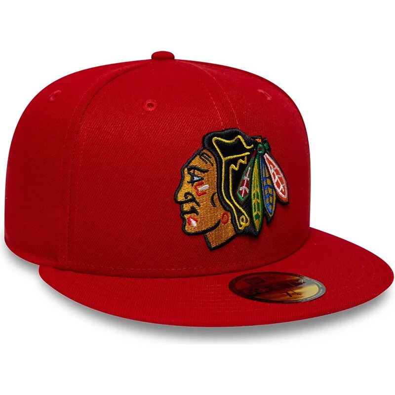 cappello-piatto-rosso-aderente-59fifty-basic-dei-chicago-blackhawks-nhl-di-new-era