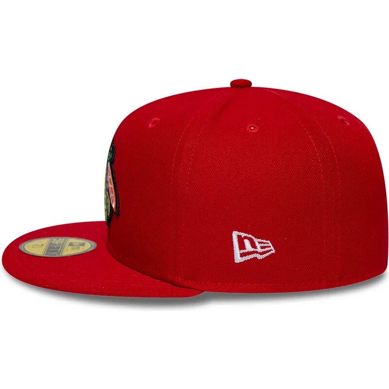 cappello-piatto-rosso-aderente-59fifty-basic-dei-chicago-blackhawks-nhl-di-new-era