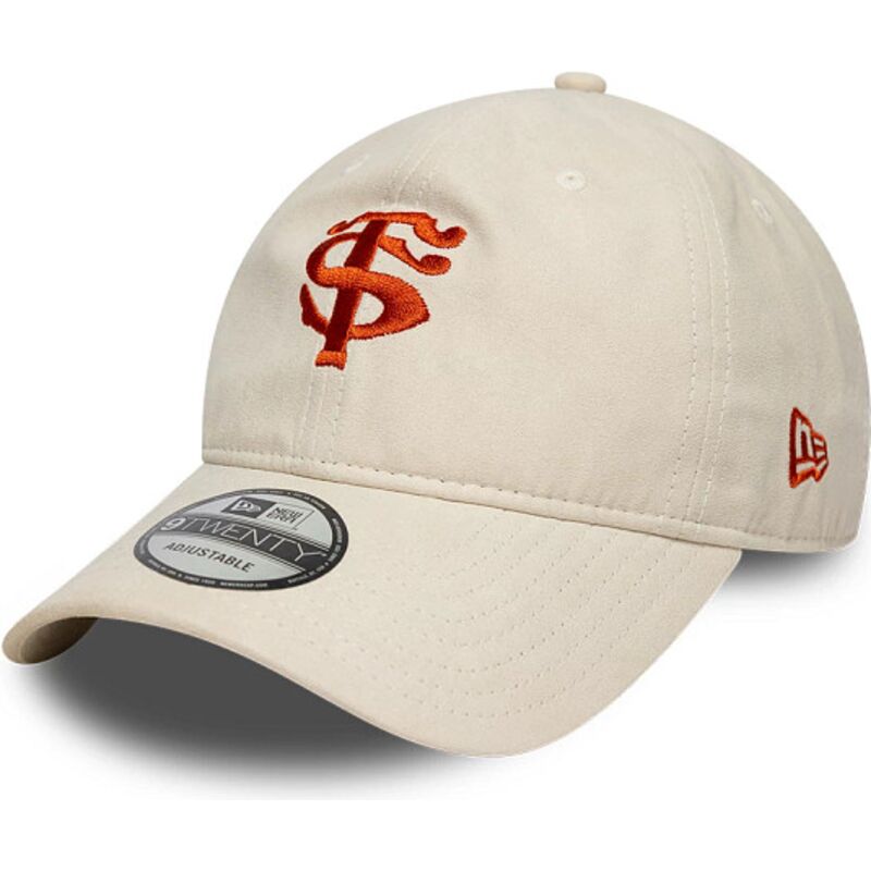 cappello-curvo-beige-cinghia-regolabile-9twenty-faux-suede-dei-stade-toulousain-top-14-di-new-era