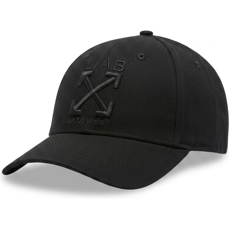 cappello-curvo-nero-cinghia-regolabile-clamp-arrows-twill-di-l-ab-c-o-off-white