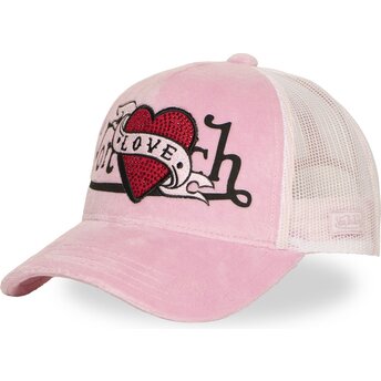 Cappello curvo rosa snapback LOVE P di Von Dutch
