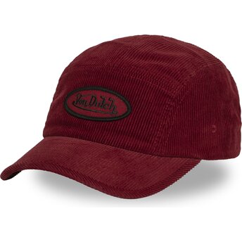 Cappello curvo 5 panel rosso cinghia regolabile C5P VEL04 di Von Dutch