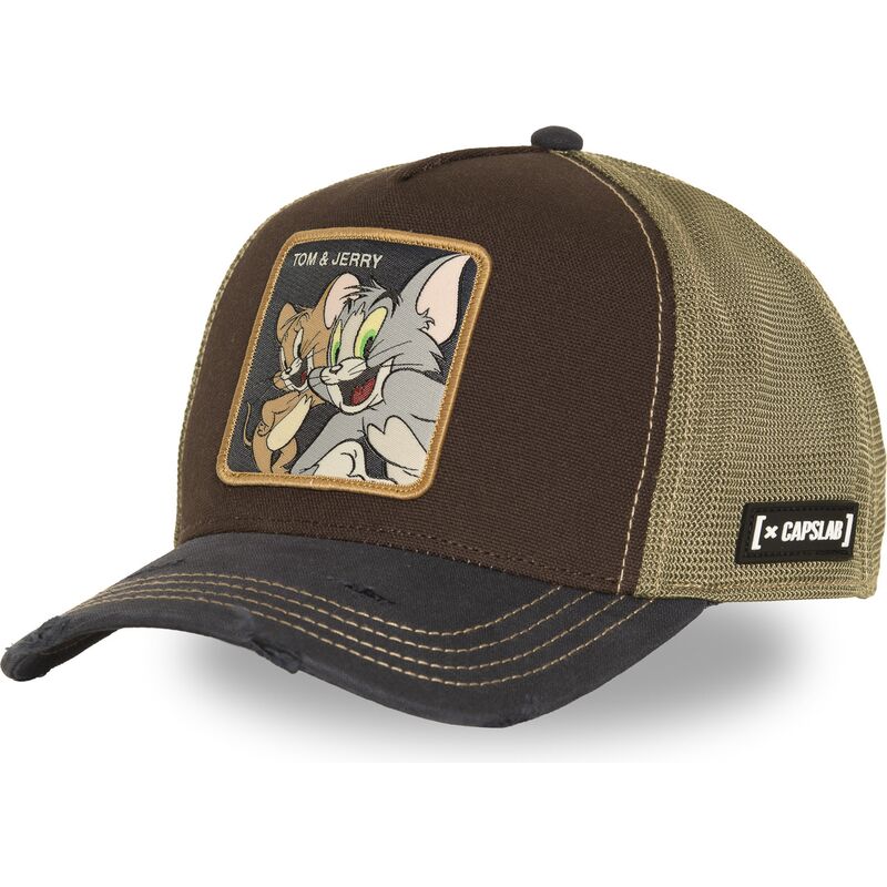 cappello-curvo-marrone-snapback-taj9-jat-tom-e-jerry-looney-tunes-di-capslab