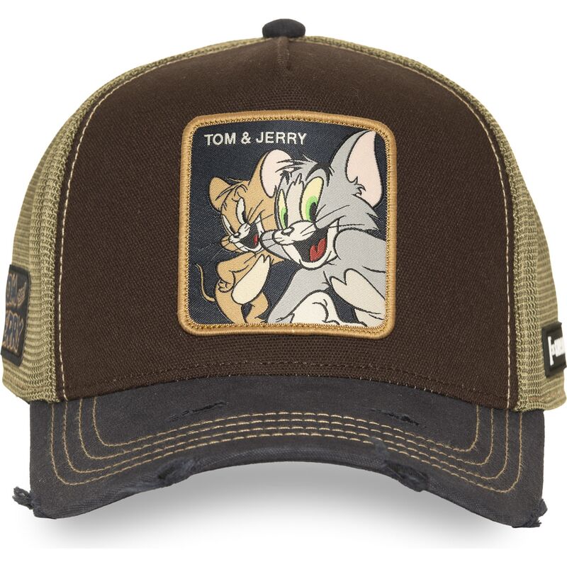 cappello-curvo-marrone-snapback-taj9-jat-tom-e-jerry-looney-tunes-di-capslab