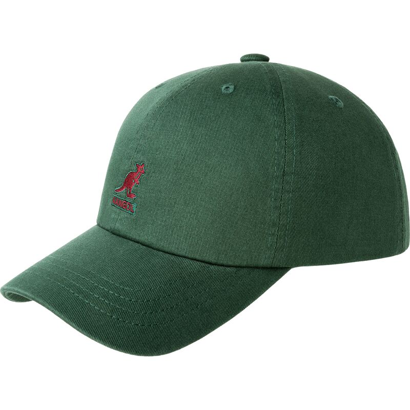 cappellino-curvo-verde-regolabile-con-logo-rosso-washed-baseball-algae-di-kangol