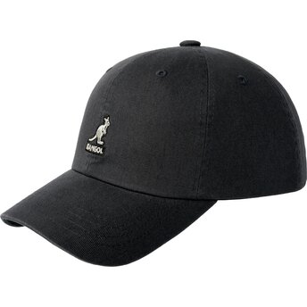 Cappello curvo nero cinghia regolabile Washed Baseball Black di Kangol