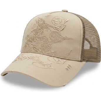 Cappello curvo kaki snapback Outline di Ed Hardy