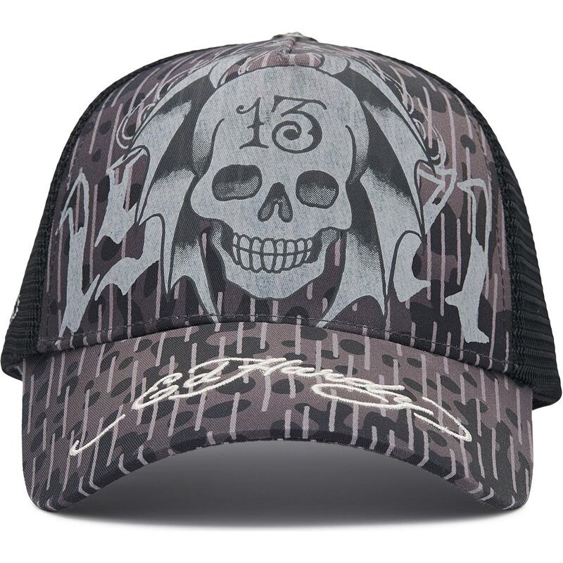 cappello-curvo-nero-snapback-13-skull-di-ed-hardy