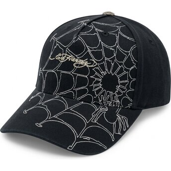 Cappello curvo nero cinghia regolabile Spiderweb di Ed Hardy