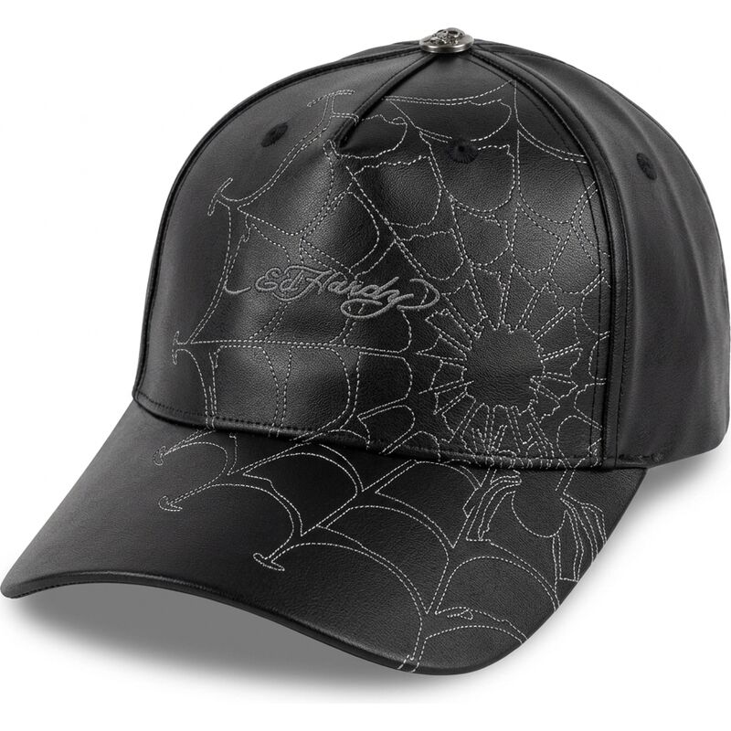 cappello-curvo-nero-cinghia-regolabile-spiderweb-pu-leather-di-ed-hardy