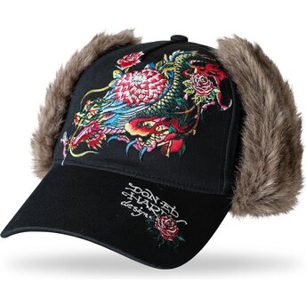 Cappello curvo nero aderente Crawling Trapper di Ed Hardy
