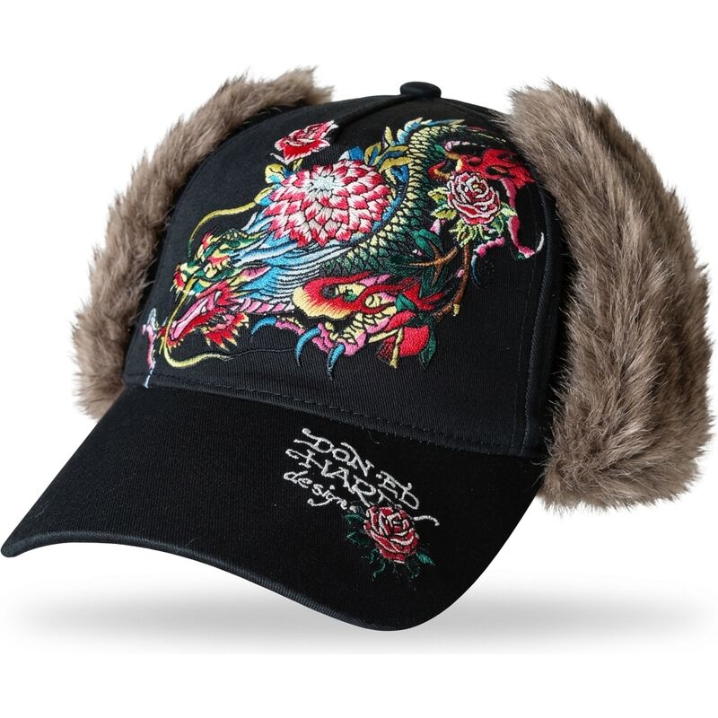 cappello-curvo-nero-aderente-crawling-trapper-di-ed-hardy