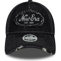 cappello-curvo-nero-cinghia-regolabile-9twenty-a-frame-distress-di-new-era