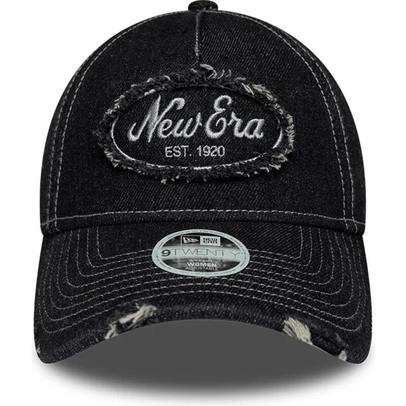 cappello-curvo-nero-cinghia-regolabile-9twenty-a-frame-distress-di-new-era